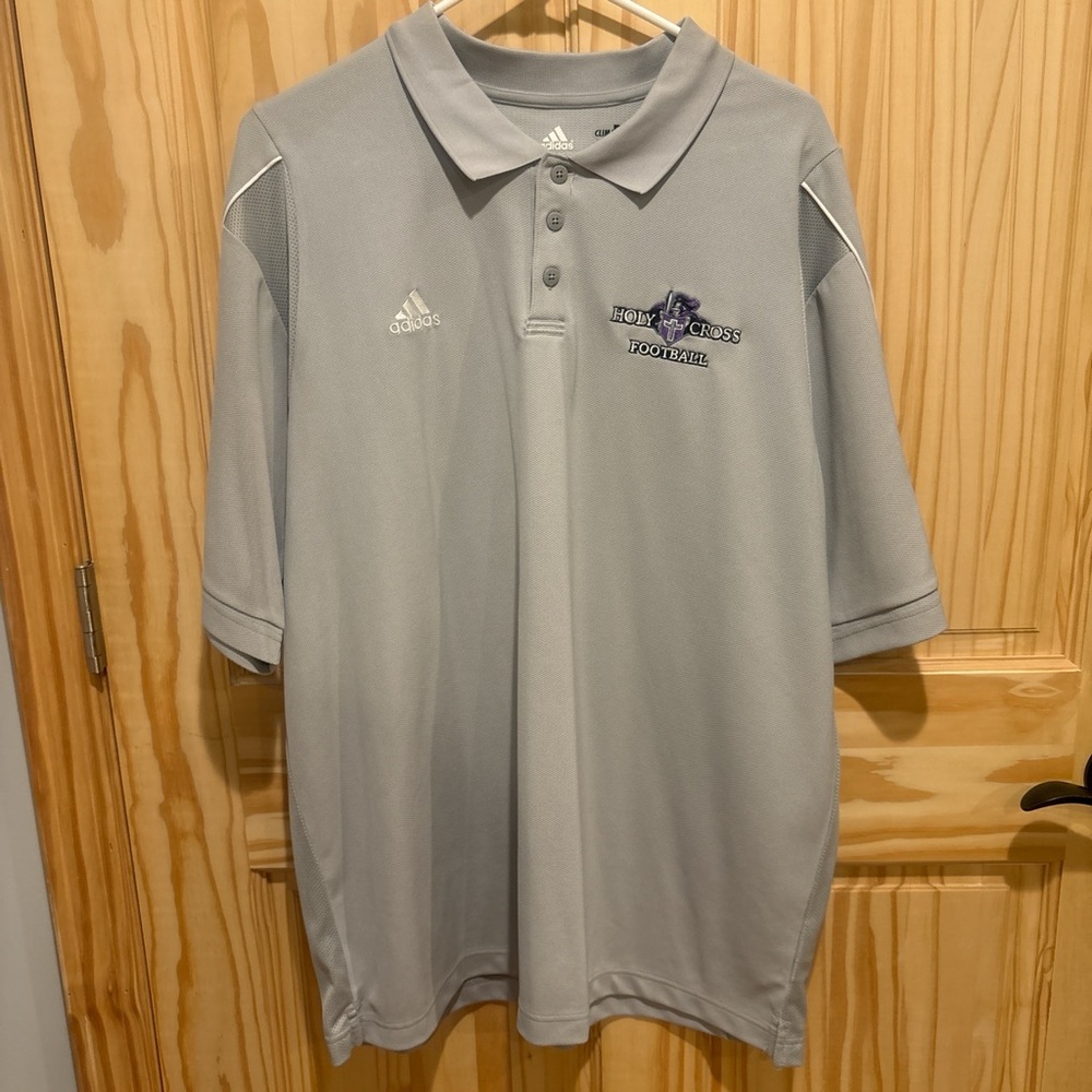 Adidas Holy Cross Crusaders Gray Football Polo Shirt